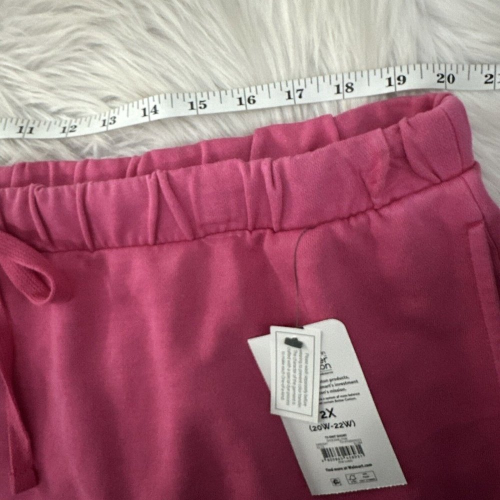 Terra & Sky womens NWT pink knit sweat shorts 2X 20W-22W elastic waist comfort - Picture 10 of 12